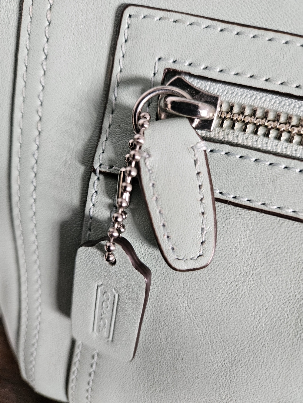 Coach Mint Green Glove Tanned Leather Legacy Basket Clutch Y2k - Picture 4 of 12